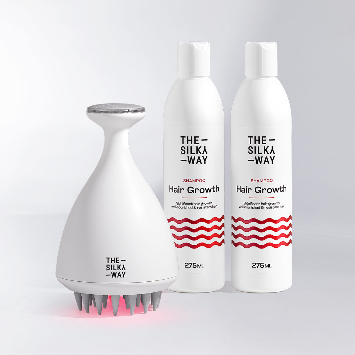 Masażer Skóry Głowy z Czerwoną Światłoterapią + 2 sztuki Szampon Przeciw Wypadaniu Włosów