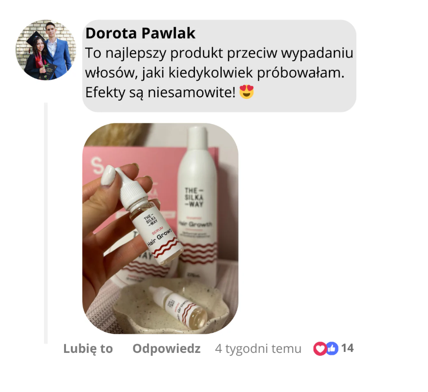 Vásárlói vélemény a hajhullás csökkenéséről és babahajak megerősödéséről a TheSilkyWay kúra után