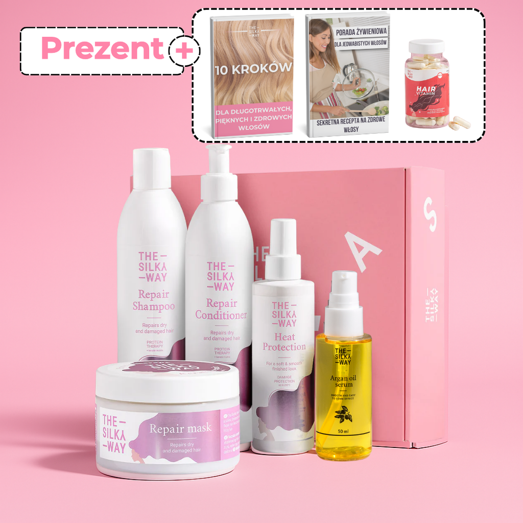 1 zestaw regenerujący do włosów + olej + thermo spray + Ebook